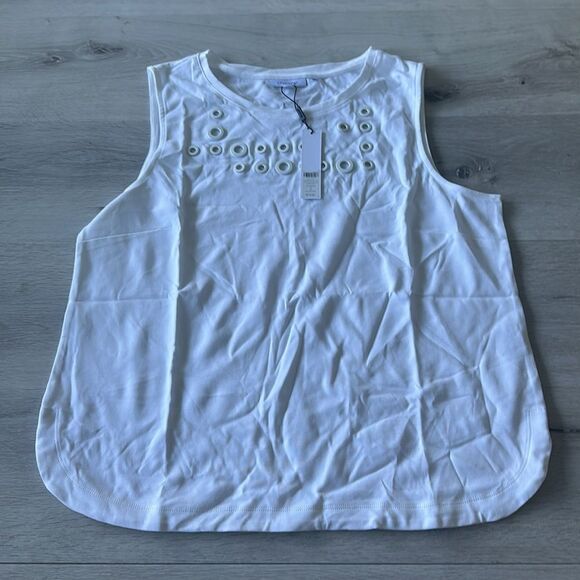 Chicos Grommet Neck Detail Tank Alabaster 2 NWT IN PACKAGE - Picture 5 of 10